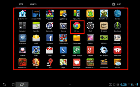 Android Apps, Select App